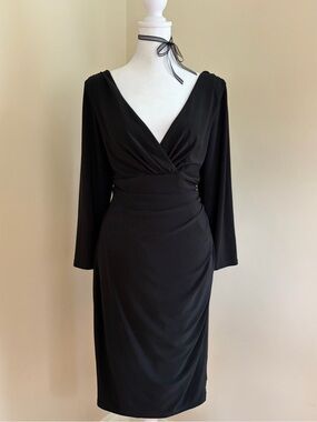 Vintage Ralph Lauren black dress formal romantic ruched 90s Y2K glam evening L